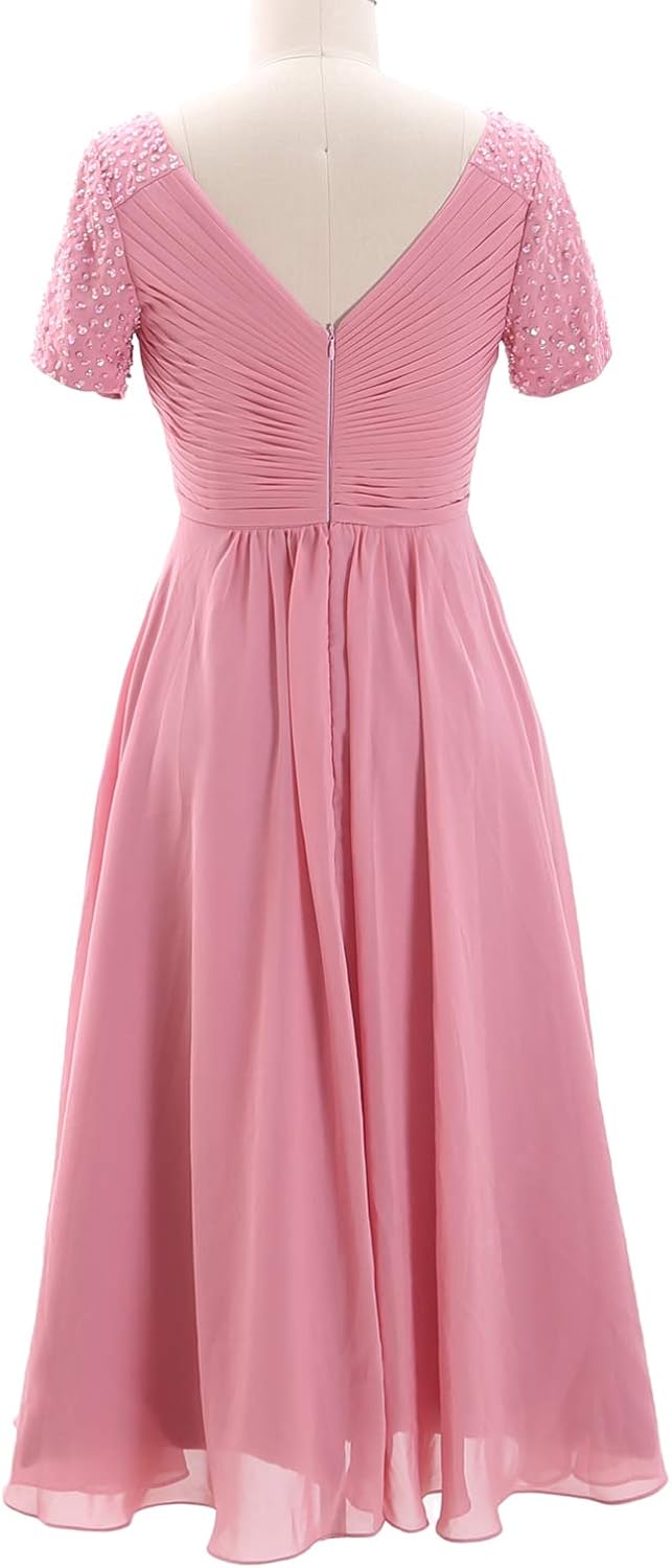 mother of the bride midi dresses with sleeves