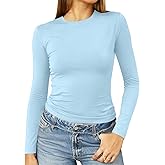 Abardsion Women's Long Sleeve Shirts Spring 2026 Casual Basic Going Out Crop Tops Slim Fit Tight Y2K Clothes