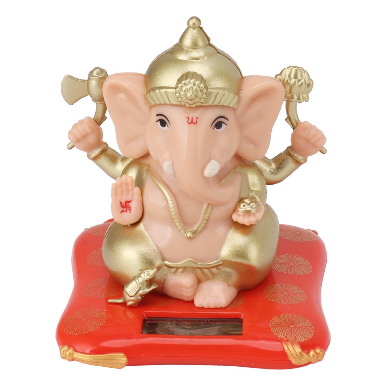 Solar Powered Ganesha Ornament, Neko Adorable Fortune Lucky Beckoning Decoration Ornaments for Home Garden Car Dashboard, Meditation Yoga Home Decoration
