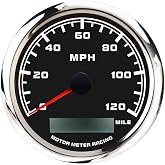 MOTOR METER RACING 85mm 3-3/8" W Pro GPS Speedometer | Digital Odometer, 120 MPH, Waterproof, Black Dial, White LED, Car, Truck, Marine, Boat, Yacht, Motorcycle