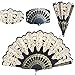 Mimgo Store Lace Flowers Design Black Spanish Style Dance Wedding Party Lace Silk Folding Hand Held Flower Fan