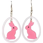 Cute Acrylic Easter Rabbit Drop Earrings Colorful Holiday Easter Bunny Dangle Earrings for Women Jewelry Gift