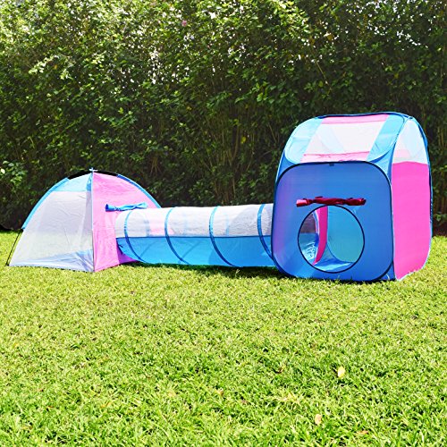 Kids Pop Up Play Tent With Tunnel 3in1 Playhut by Unicorn Hours of