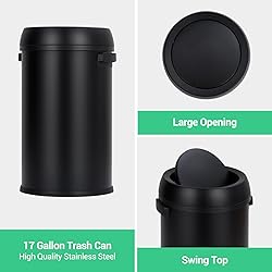 17 Gallon/65 Liter Stainless Steel Swing Top Trash