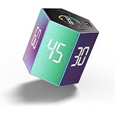 Ticktime T6 Pomodoro Timer Cube for Focus, Study, Work, Task, ADHD, Kitchen | Pomodoro Timer,Quick Flip 5/15/25/30/45/60min Countdown, Custom Timer &amp; Stopwatch, 3 Reminder Options, Flip to Pause &amp; Resume