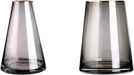 Amazon 大きなガラス花瓶のホームの使用 リビングルームホームデコレーション肥厚ガラスの花瓶新鮮な花水耕花瓶 Color Gray Size 3 花器 インテリアボウル オンライン通販