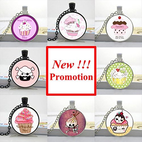 Pretty Lee 2015 New Fashion Cupcake Necklace Cupcake Pendant Jewelry Glass Dome Pendant Girls Glass Cabochon Necklace