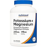 Nutricost Potassium (99 mg) Magnesium (210 mg) Citrates, 240 Capsules - Non-GMO, Gluten Free