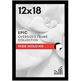 Americanflat 12x18 Poster Frame with Polished Plexiglass - Black Picture Frame - Wide Photo Frames Made of Engineered Wood for Vertical or Horizontal Wall Display - Epic Collection - Black