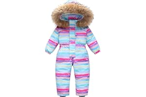 YRAETENM Toddler One Piece Snowsuits Baby Boys Girls Winter Thick Fleece Coats Jackets Insulated Warm Waterproof Jumpsuits