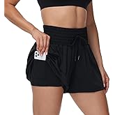 Blaosn Flowy Athletic Shorts for Women Gym Workout Running Short Pants High Waist Skort with Pocket Casual Summer Clothes