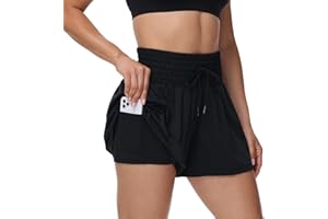 NVbeaut Flowy Womens Athletic Shorts Gym Workout Running Short Pants High Waisted Skort with Pockets Casual Summer Clothes