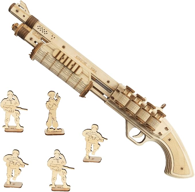 ROKR 3D Wooden Rubberband Guns, Mechanical Gun Model Kits to Build