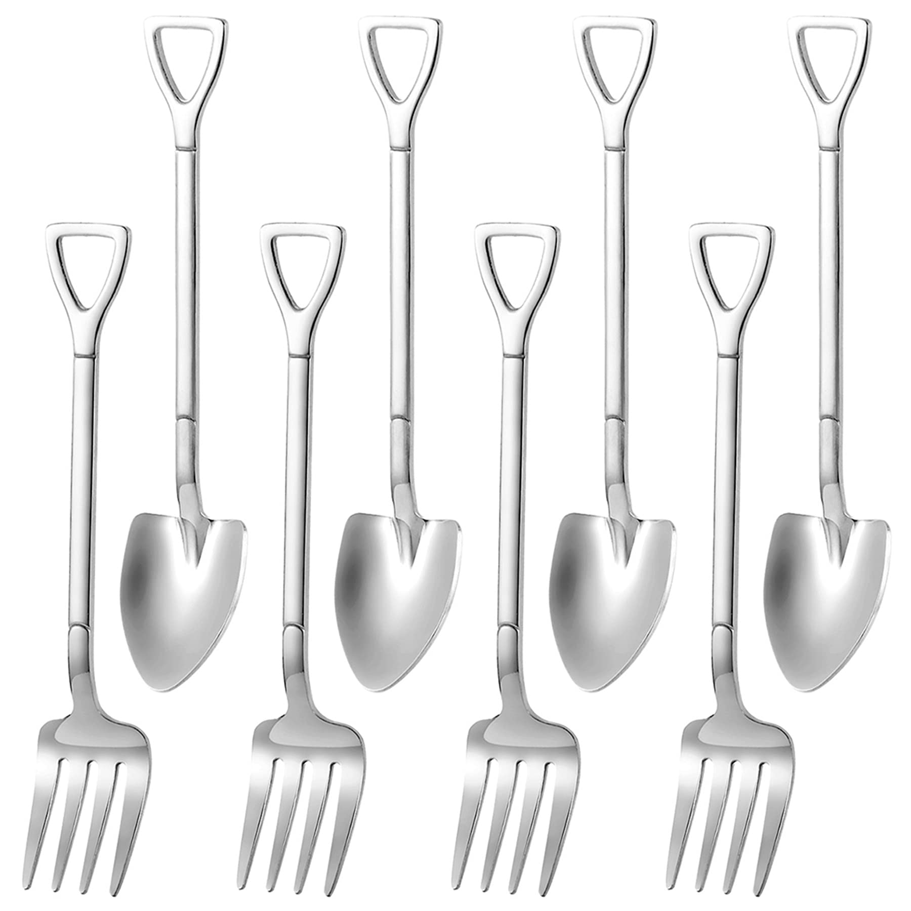 8 Pack 4.7" Stainless Steel Dessert Forks Spoon Set Small Pickle Forks Cocktail Forks for Banquet Party Cafe Bar
