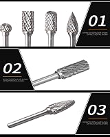 DUDUA 5pcs Tungsten Carbide Rotary Burr Set 10mm 6mm Shank Double Cut view 4