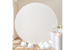 HTPER 6.5FT Ivory Round Backdrop Covers Arch Circle Background Covers for Birthday Party Baby Shower Wedding Background, Suitable for 6ft/6.5ft Circle Stand