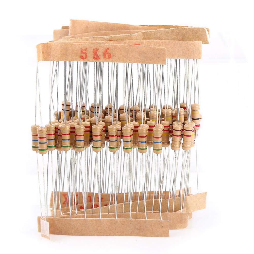 Resistor Kit, 1000pcs Assortment, 100 Values, 1/2W, 1-10M Ohm Carbon Resistors, Electronic Components for Hobbyists, Students, Makers, Home Use, School Projects, Workshop