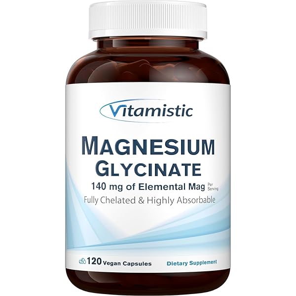 VITAMISTIC MAGNESIUM GLYCINATE, CHELATED, HIGHLY BIOAVAILABLE, FULLY REACTED & NON-BUFFERED, GENTLE ON THE STOMACH, 140 MG ELEMENTAL MAGNESIUM, FOR SLEEP, BONE, MUSCLE, NON GMO, 120 VEGAN CAPS