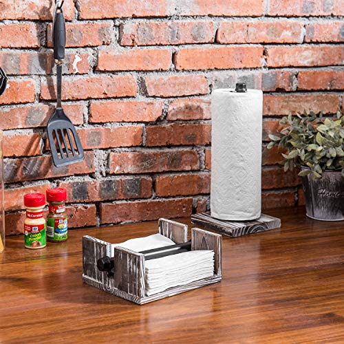 MyGift Torched Wood and Industrial Metal Paper Towel and Napkin Holder