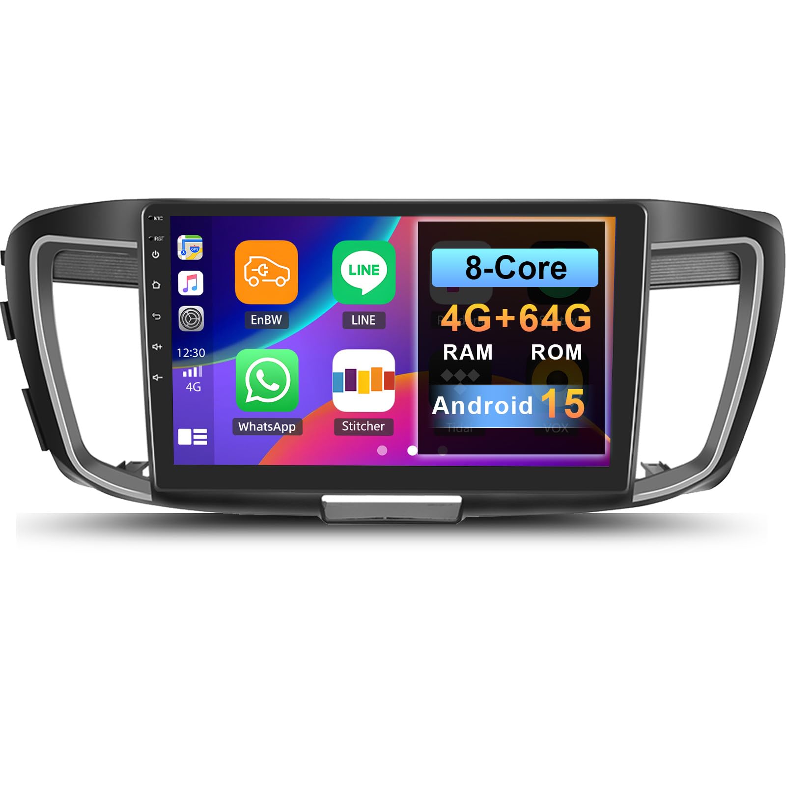 Photo 1 of [Qualcomm 8 Core 4G+64G] Android 15 Car Radio for Honda Accord 9th 2.0L 2014-2016 with Wireless CarPlay Android Auto,10.1" Touchscreen Car Stereo with Mirror Link WiFi/GPS,BT,FM/RDS DSP+Rear Camera