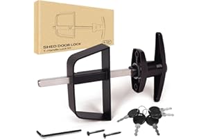 HURRIKOM Shed Door T-Handle Lock Kit -Hurricom Includes 2 Keys, 2 Screws, Allen Wrench, 4-1/2" Stem, Shed Lock, Barn Door Lock, Playhouse Lock & Chicken Coop Lock (Black)