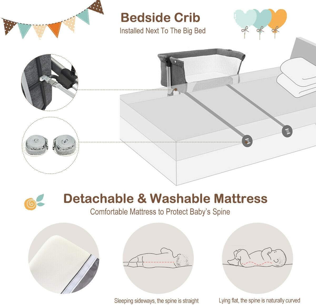 baby joy bedside crib
