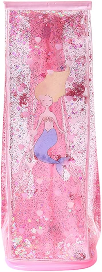 bdrsjdsb Large Capacity Pencil Bag Quicksand Transparent Mermaid Student Stationery Case Gift Pink