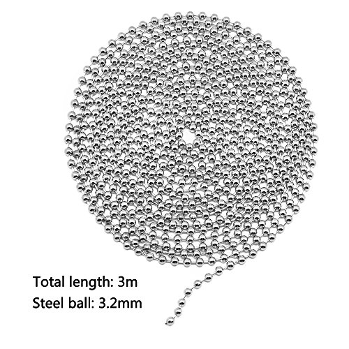 Homgaty 2 Pack 3.2 mm Diameter Adjustable Bead Pull Chain Extension, 10 Feet Ball Chain Necklace for Ceiling Fan and Light with 20 Connectors