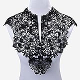 Smiry 2Pc Venise Black Lace Collar Applique Polyester Neckline White Lace Trims Craft Bridal Accessories DIY
