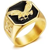 MIVEIVIA Square Eagle Ring for men Vulture Stainless Steel rings for Men Vintage Animals Rings Iced Out Jewelry Punk Club ring Heavy Metal