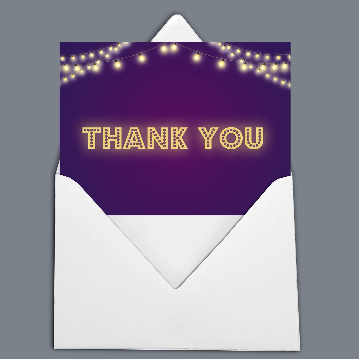 Darling Souvenir Purple Party Lights Thank You Card Wedding Thank You Card Greeting Cards With White Envelopes - 100 Pcs