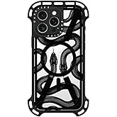 CASETiFY Ultra Bounce Case for iPhone 16 Pro Max [Shockproof / 32.8 ft. 10X Military Grade Drop Protection/Compatible with Magsafe] - Black Kingsnake - Clear Black
