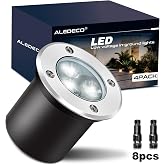 ALEDECO 4Pack 3W Low Voltage Landscape Lights with Connectors 12-24V LED In-Ground Lights IP67 Waterproof Garden Lighting 6500K Outdoor Well Light for Yard Pathway Driveway Deck (Cool White)