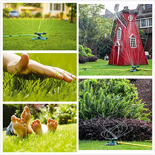 711TEK Garden Sprinkler Automatic Lawn Sprinkler Water Sprinkler Lawn Irrigation System 360 Degree Rotating Adjustable Oscillating Sprinkler for Garden Lawn Yard Kids (Sprinkler with Extra Head)
