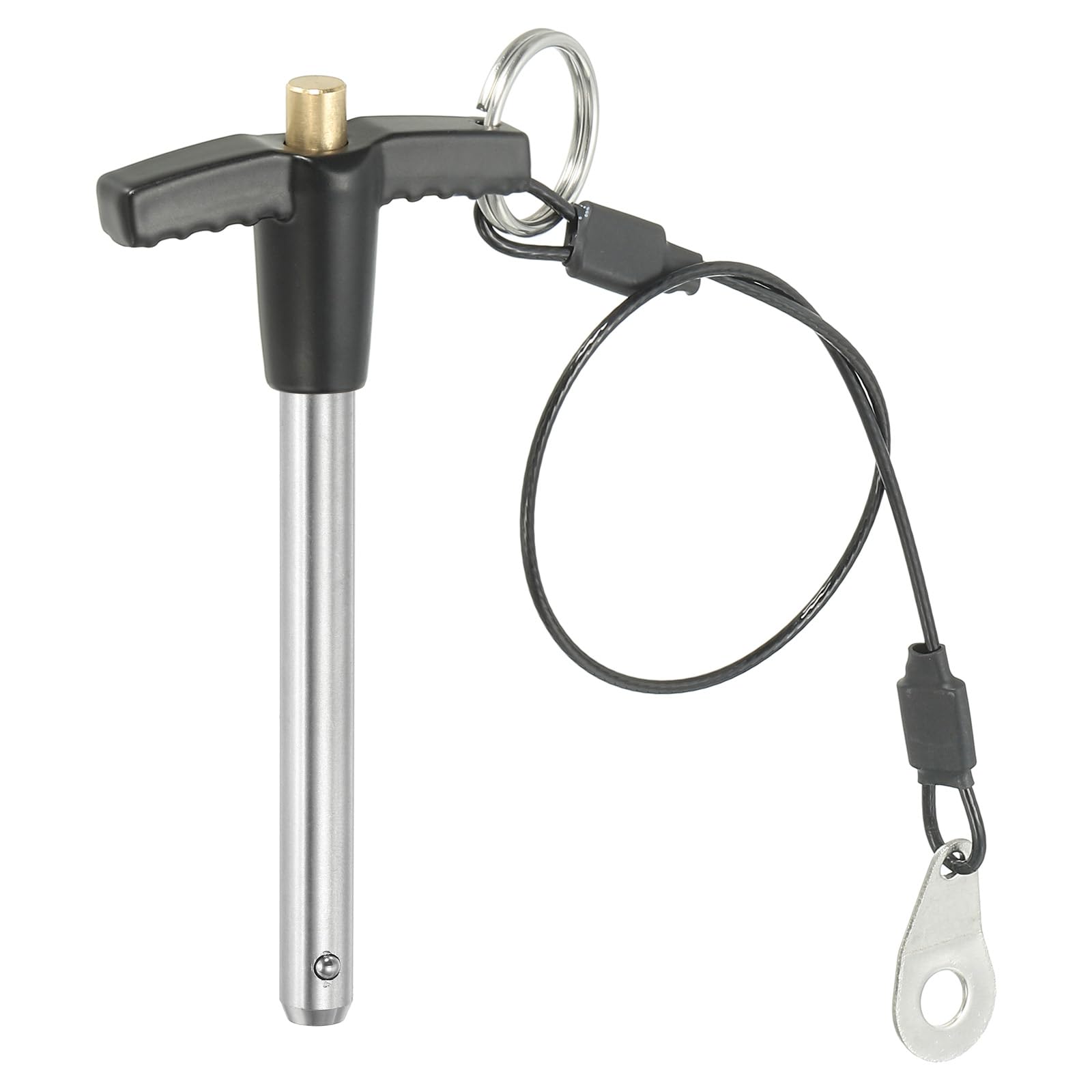 PATIKIL T Handle Lock Pins 5/16 x 2.36" (8 x 60mm), Quick Release Pin 304 Stainless Steel Safety Locating Pins with Push Button 25 cm Lanyard Cable