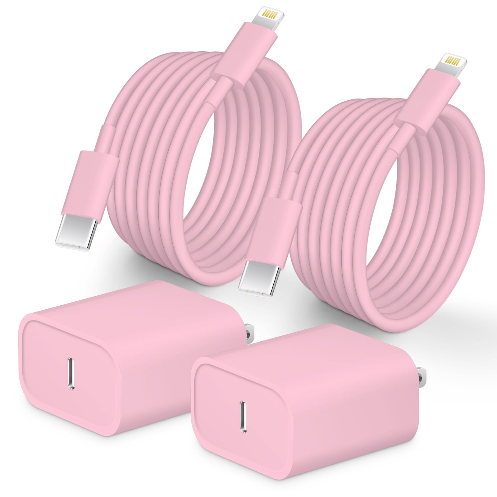 Phone 14 13 12 Fast Charger [MFi Certified] 10FT Type C Charger 2 Pack 20W USB C Charger Block with Fast Charging Cable for Phone 14/14 Pro/13/13Pro Max/12/12 Pro Max/11/XS/XR/X/8Plus(Pink)