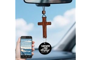 Cross for Car Mirror Hanging - Scan Phone for Daily Bible Verses, Religious Car Decor Accessory, Perfect Christian Gift for M