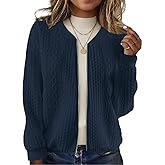 kipfall Women's Zip up Sweatshirt Jacket Stand Collar Hoodless Outerwear Casual Coat with Pockets