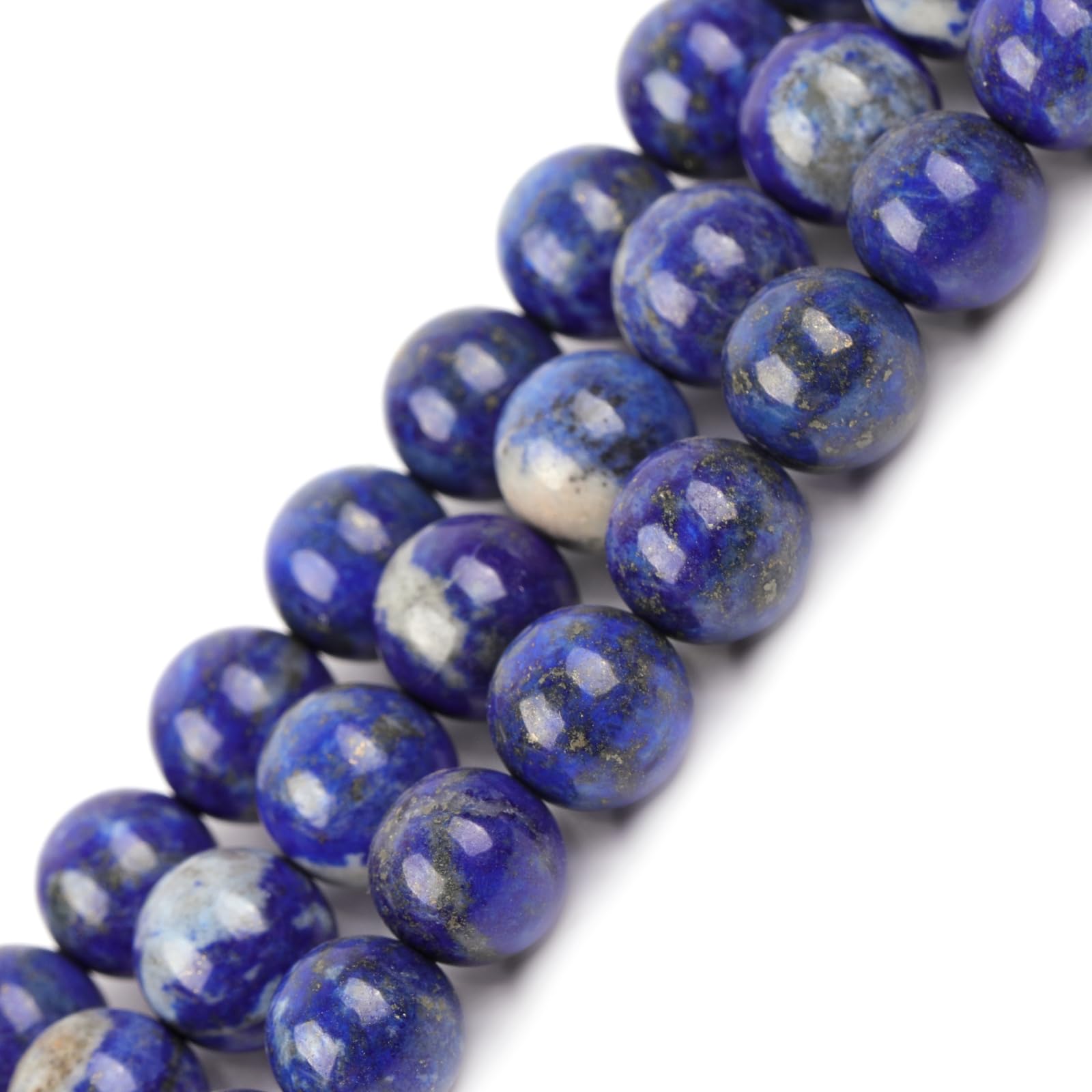 GEM-Inside Natural 10mm Blue Lapis Lazuli Round Gemstone Semi Precious Loose Beads for Jewellery Making 15''
