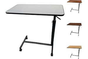 ProHeal Medical Overbed Table with Wheels and Adjustable Height - Gray Rolling Over Bed Table for Home and Hospital Use