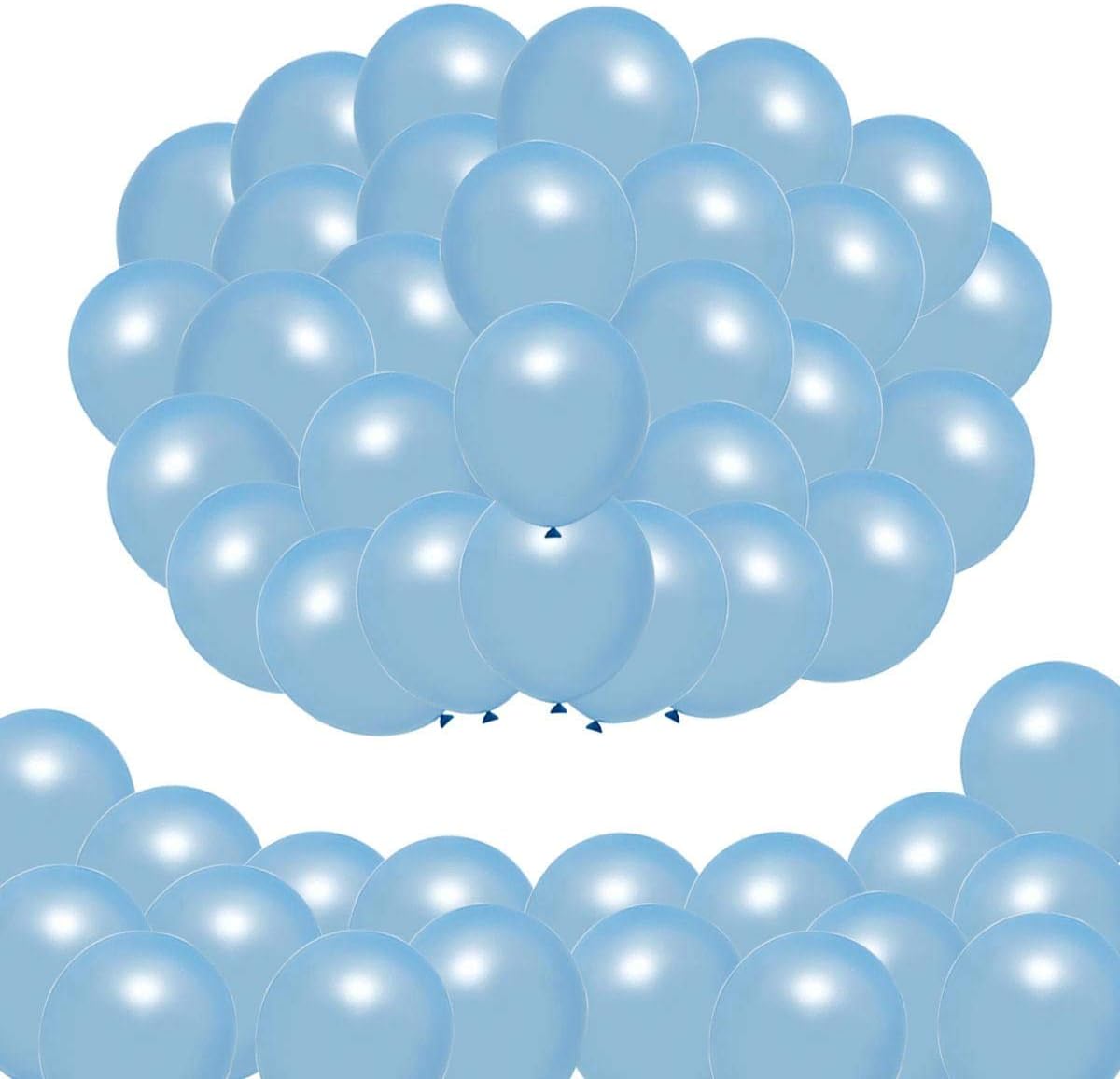 Elecrainbow 5 Inch Baby Blue Balloons, Round Pearl Balloon for Balloon Baby, Birthday, Wedding, Mother's Day, Father's Day, Pack of 100