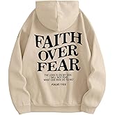 SHENHE Women's Graphic Hoodie Slogan Faith Over Fear Christian Hoodie Pullover Sweatshirt