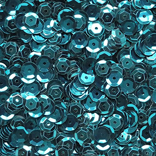 6mm CUP SEQUINS Facet PAILLETTES ~ Blue Turquoise Peacock Metallic ~ Made in USA Loose for embroidery, arts, crafts, bridal wear, embellishment
