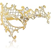 MYMENU Masquerade Mask for Women Shiny Rhinestone Metal Mask Venetian Mask for Party Prom Ball