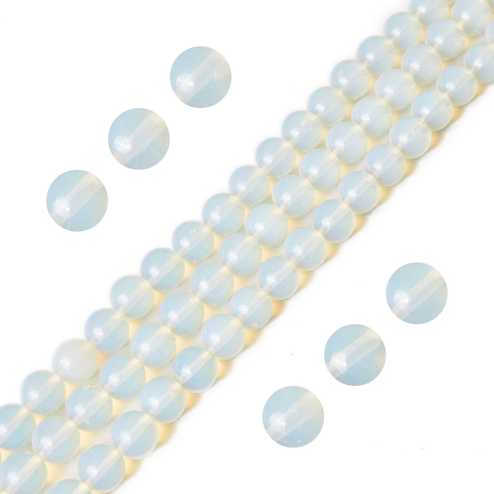 View 1 of 100pcs 8mm Opal Beads Natural Gemstone Beads Round Loose Beads for Jewelry Making