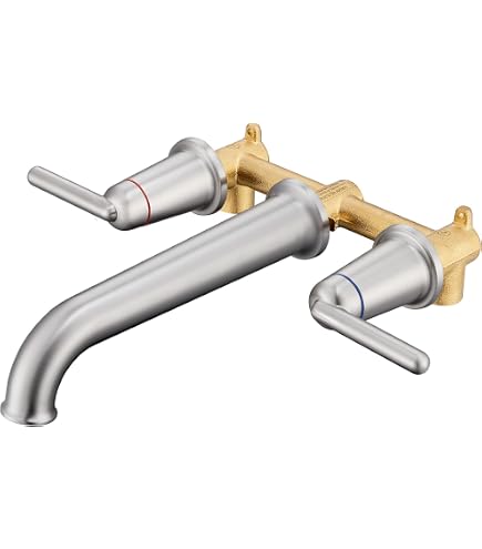 Kingston Brass KS7028NL Badewannenfüller Aus Messing – Gebürstetes Nickel, 26,4 Cm Auslauf, Wandmontage, Mit ADA-konformen Griffen