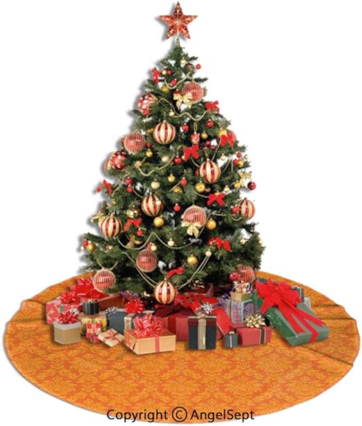 Amazon Com Christmas Tree Skirt Burnt Orange Classic Baroque