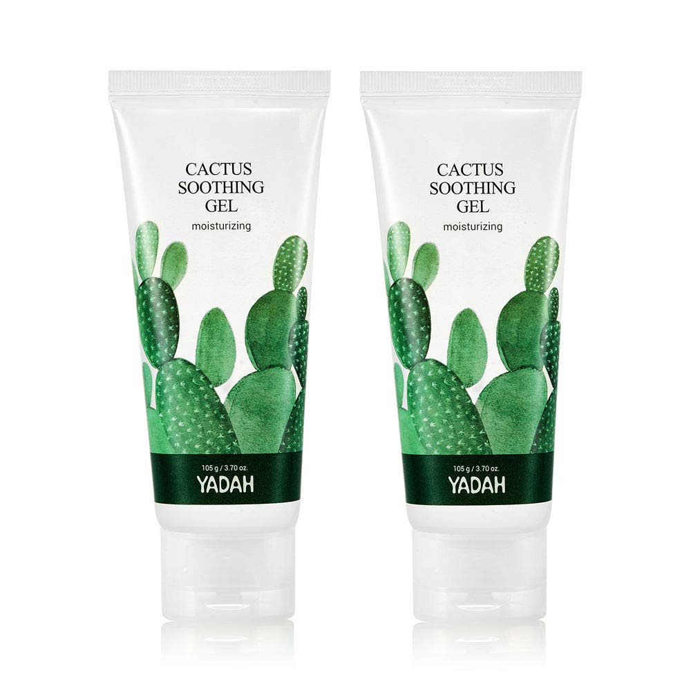 Yadah Cactus Soothing Gel 3.7 fl.oz, Pack of 2, Vegan Soothing Cooling Moisturizing Skin Hair Care, Shaving Gel for Men, 95 Percent of Cactus Extract