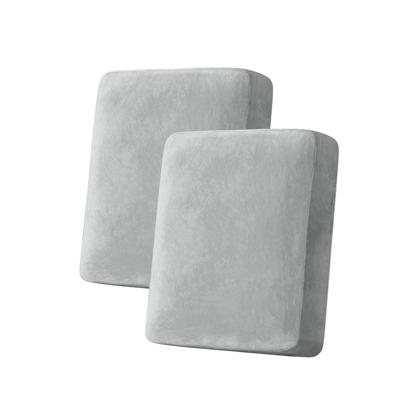 Taque Couch Cover Stretch Velvet Sofa Cushion Cover 2-Piece - Elastic Washable Slipcover for Seat or Backrest, Couch Seat Covers for Sofas (Light Grey)