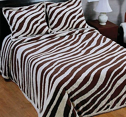 Chenille Bedspread Clearance Sale - Twin Size - Brown Zebra